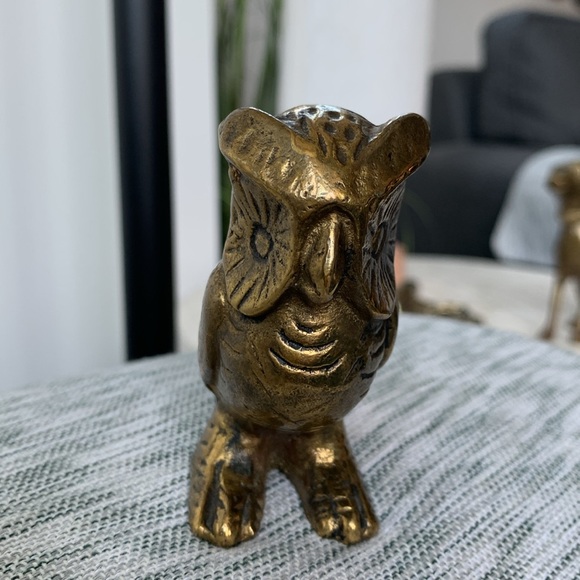 Vintage Cast Brass Horned Owl Statue Made in Canada - Picture 9 of 9